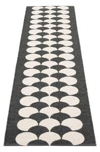 Fekete-krémszínű kültéri-beltéri futószőnyeg 70x250 cm Poppy Black Vanilla – Pappelina