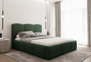 KIARA kárpitozott ágy, 160x200, velvet opera green
