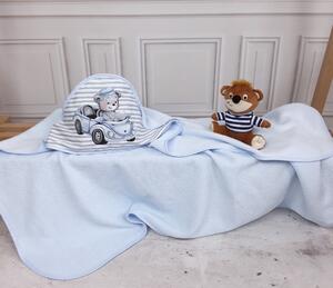 Baby Shop kapucnis fürdőlepedő 100*100 cm - Old Road kék