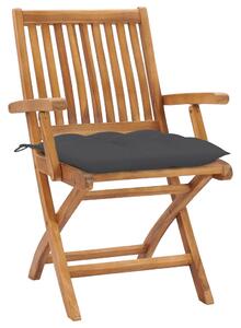 VidaXL 2 db tömör tíkfa kerti szék antracitszürke párnával