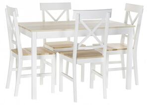 Asztal ebédlő szett 5db-os nyárfa 118x74x73 4 szék fehér