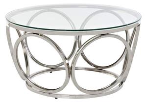 Kávézó asztal inox üveg 80x80x43 ezüstözött