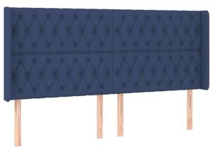 VIDAXL Kék Szövet Fejtámla Szárnyakkal - 203x16x118/128 cm
