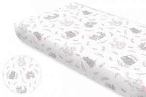 Baby Shop pamut,gumis lepedő 60*120 cm - Lulu Natural rózsaszín