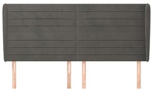 Bársony Fejtámla Szárnyakkal - Sötétszürke - 203x23x118/128cm
