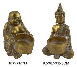 Figura műgyanta 9,5x8,5x21,5 gyertyatartó buddha 2 féle (készletről)