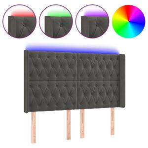 LED-es Bársony Fejtámla - Sötétszürke - 147x16x118/128cm