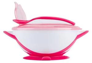 BabyOno tapadós fedeles tányér kanállal - rózsaszín