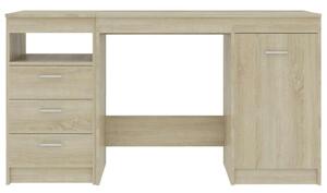 Modern Sonoma Tölgy Íróasztal - 140x50x76 cm - 3 Fiók, 1 Szekrény