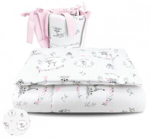 Baby Shop 3 részes ágynemű garnitúra - szürke/rózsaszín őzike