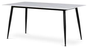 Márványhatású Fehér Étkezőasztal Kerámia Asztallappal, Fekete Fém Lábbal. Méret: 160x90x76 cm. HT-406