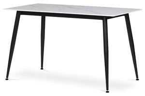 Márványhatású Fehér Étkezőasztal Kerámia Asztallappal, Fekete Fém Lábbal. Méret: 130x70 cm. HT-403M