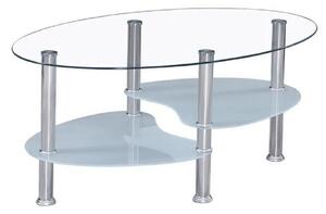 KONDELA Dohányzóasztal, acél/átlátszó üveg/tejüveg, WAVE NEW