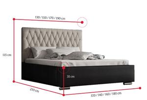 REBECA kárpitozott ágy + ágyrács, Siena01 gombbokkal / Dolaro08, 180x200