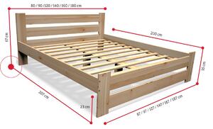 STUDY tömörfa ágy + ágyrács AJÁNDÉK, 160x200cm, natúr