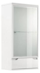 Fali vitrines szekrény, fehér/fehér extra magasfényű, ADONIS AS 08