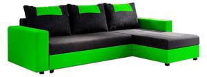 COOPER ágyazható sarok ülőgarnitúra, 232x144, fekete/zöld, mikrofáze04/U062