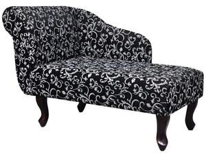Fekete-Fehér Virágmintás Chaise Longue - Poliészter Szövet