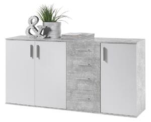 KONDELA Komód, fehér/beton, POPPY 3