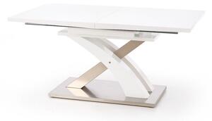 Asztal Houston 222, Fényes fehér, 77x90x160cm, Hosszabbíthatóság, Közepes sűrűségű farostlemez, Közepes sűrűségű farostlemez, Fém