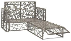 2-részes szürke polyrattan kerti bútorszett párnákkal