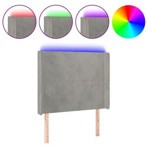 Bársony LED Fejtámla - Világosszürke - 103x16x118/128cm
