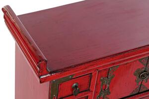 Fiókos szekrény szilfa fém 83x33,5x79 5 fiókos piros