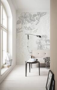 Vintage stílusú virágmintás tapéta, 200x250 cm, halványszürke - GRIS FLORAL