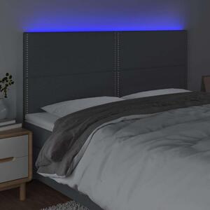 LED-es Fejtámla - Sötétszürke Szövet - 200x5x118/128cm