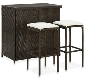 VidaXL 3 darabos barna polyrattan bárszett