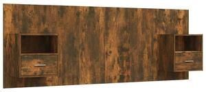 Modern Ágyfejtámla Szekrényekkel - Füstös Tölgy - 120cm