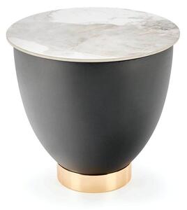 Dohányzóasztal, tárolóval ,fehér márvány, sötétszürke - TAMBOURIN