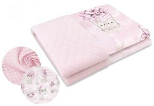 Baby Shop kétoldalas babapléd 70*100 cm - rózsaszín virágos nyuszi