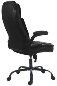 Főnöki szék, textil bőrborítás, felhajtható karfa, Continental, fekete (BBSZV414)