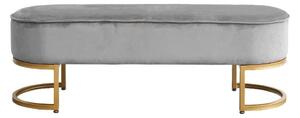 Ülőkés tároló pad, bársony arany fém lábakkal 100x43 cm, szürke - NORDSEE