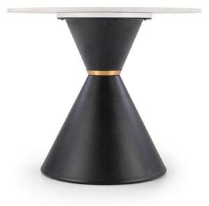 Kerek dohányzóasztal 60 cm, márvány mintás, fekete fém lábbal - CONE