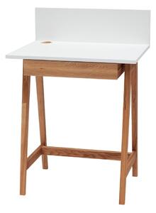 Luka Oak fehér íróasztal kőrisfa lábakkal, hossz 65 cm - Ragaba