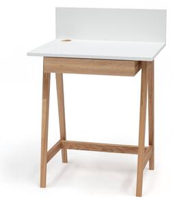 Luka fehér íróasztal kőrisfa lábakkal, hossz 65 cm - Ragaba