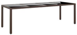 VidaXL Kertasztal - Polyrattan - Üveglap - 250x100cm