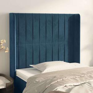 VidaXL Bársony Fejtámla Szárnyakkal - Sötétkék - 83x16x118/128cm