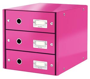 Office rózsaszín 3 fiókos doboz, 36 x 29 x 28 cm Click&Store - Leitz