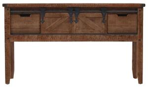 Rusztikus Fenyő Konzolasztal - 2 Fiókkal és 2 Rekeszzel - 131x35,5x75 cm