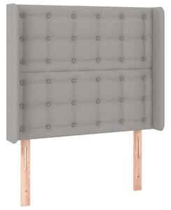 LED-es Ágyfejtámla - Világosszürke Szövet - 83x16x118/128cm