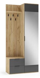Előszoba bútor szett, 100 cm, arany tölgy / antracit - NACRE