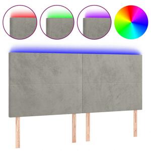 VidaXL világosszürke bársony LED-es fejtámla 160x5x118/128 cm