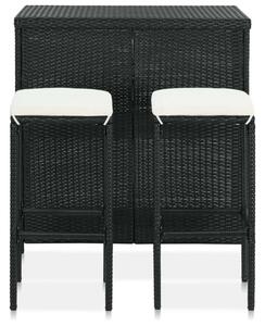VidaXL 3 részes fekete polyrattan bárszett