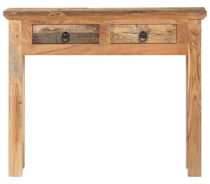Tömör akácfa és újrahasznosított fa tálalóasztal 90,5x30x75 cm