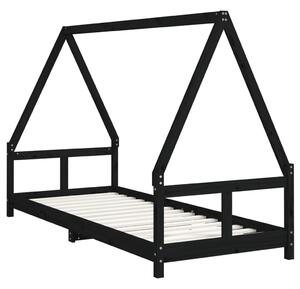 VidaXL fekete tömör fenyőfa gyerekágykeret 80 x 200 cm