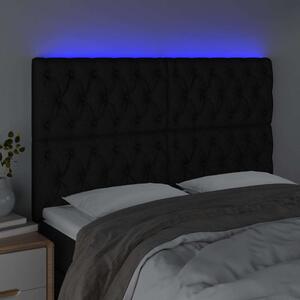 Fekete szövet led-es fejtámla 144x7x118/128 cm