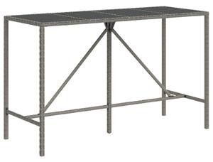 Polyrattan Bárasztal - Szürke - 180x70x110 cm